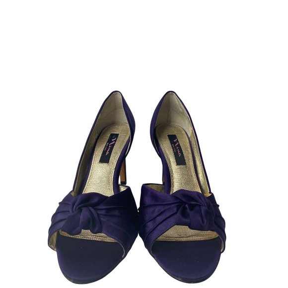 NINA D'Orsay Purple Satin Peep Toe Heels Size 8.5 - Picture 1 of 13